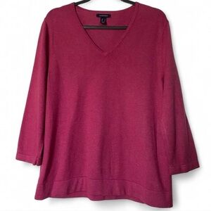Lands’ End Soft Rose V Neck Quiet Luxury Knit Top